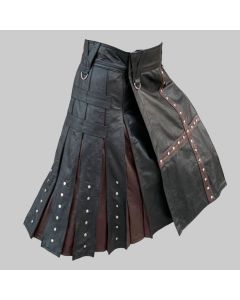 Black and Brown Leather Kilt