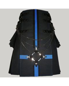 Black Cargo Utility Kilt With Interchangeable Apron for Men