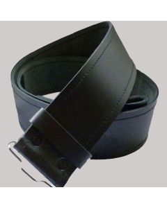 Black Plain Leather Kilt Belt With Buckle