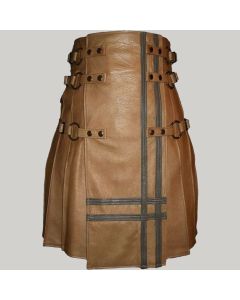 Brown Gladiator Leather Utility Kilt for Men