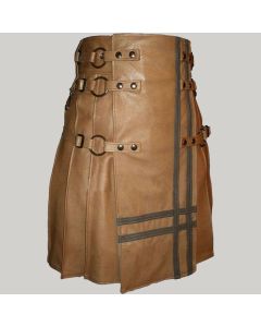 Brown Gladiator Leather Utility Kilt for Men