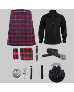 Cameron of Erracht Tartan Kilt & Ghilie Shirt With Accessories for Men