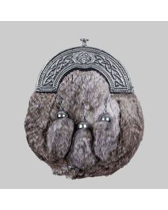 Grey Rabbit Fur Sporran for Men