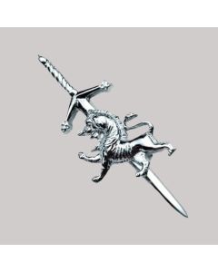 Highland Scottish Rampant Lion Kilt Pin Chrome Finish