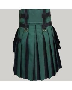 Hunter Green With Brown Medieval Modern Hybrid Kilt