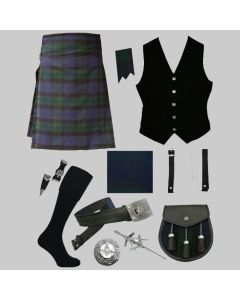 Mackay Tartan Kilt & Black Vest With Accessories Deal