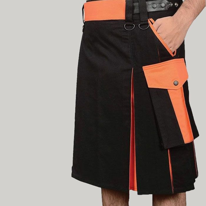 Black & Orange Hybrid Kilt