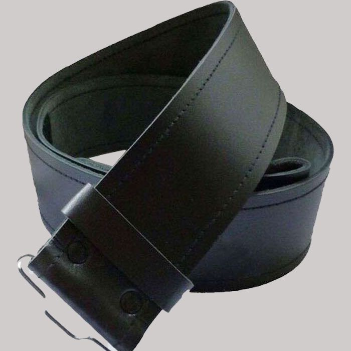 Black Plain Leather Kilt Belt With Buckle