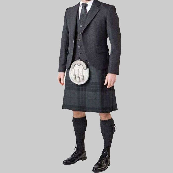 Black Tweed Argyll Kilt Outfit for Men