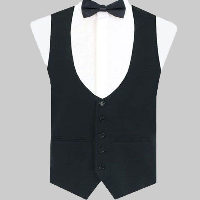 Black Wool Vest With Satin Lining or Men