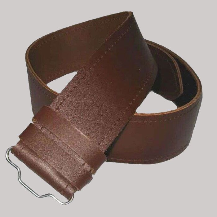 Brown Embossed Plain Kilt Belt With Celtic Buckle