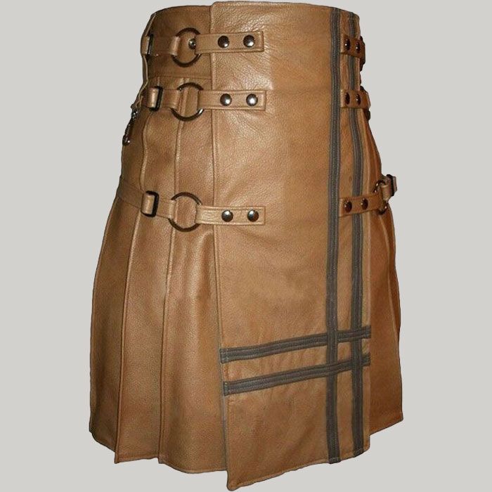 Brown Gladiator Leather Utility Kilt for Men