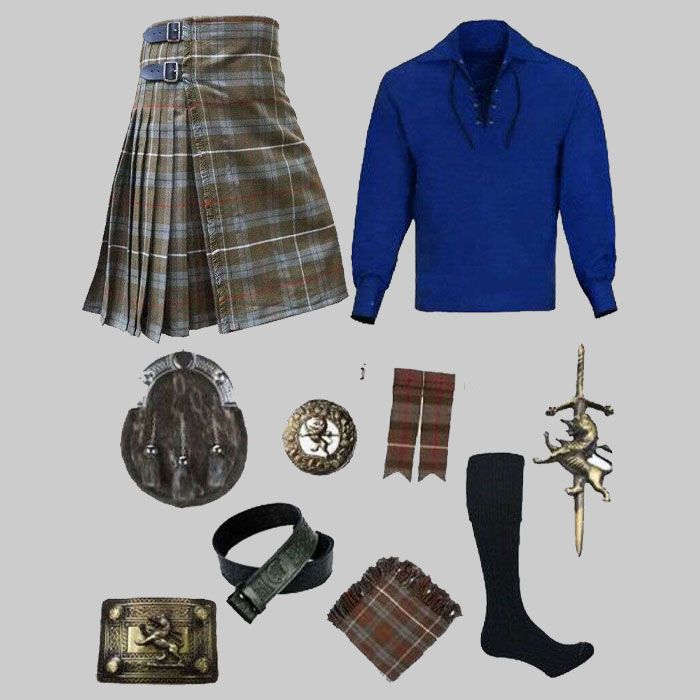 Fraser Weathered Tartan & Scottish Blue Ghillie Shirt Accessories Deal