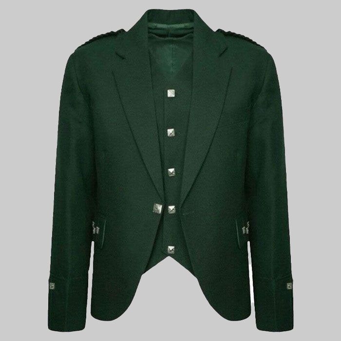 Green Argyll Jacket With Vest for Men