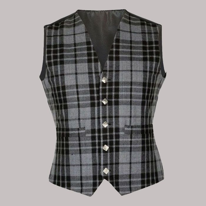 Grey Hamilton Tartan Vest for Men