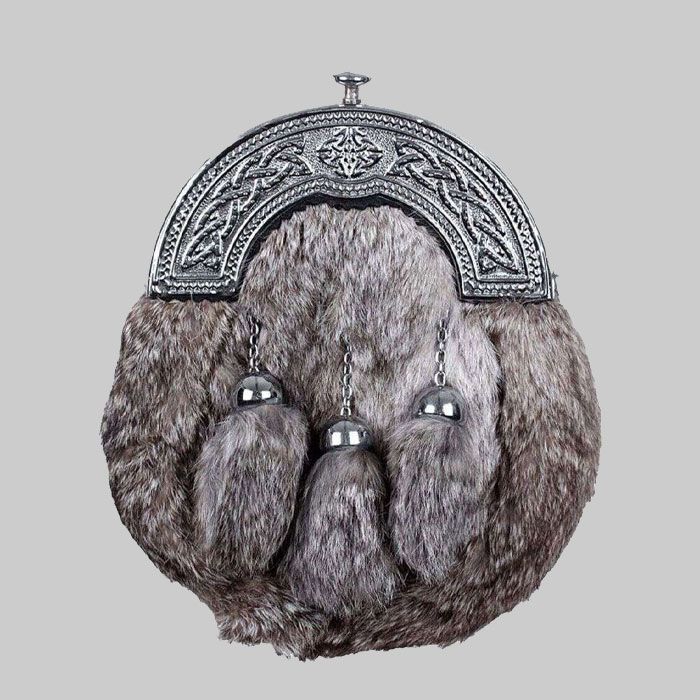 Grey Rabbit Fur Sporran for Men