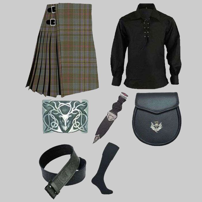 Kennedy Weather Tartan Kilt With Ghillie Shirt & Accessories Deal