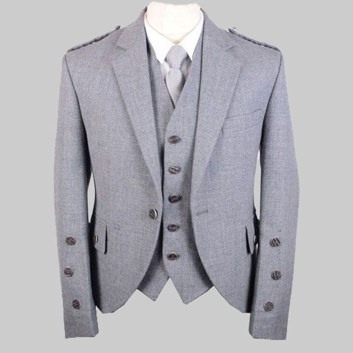 Light Grey Arrochar Wool Tweed Argyle Jacket for Men