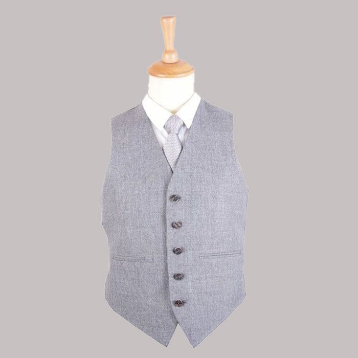 Light Grey Arrochar Wool Tweed Vest for Men