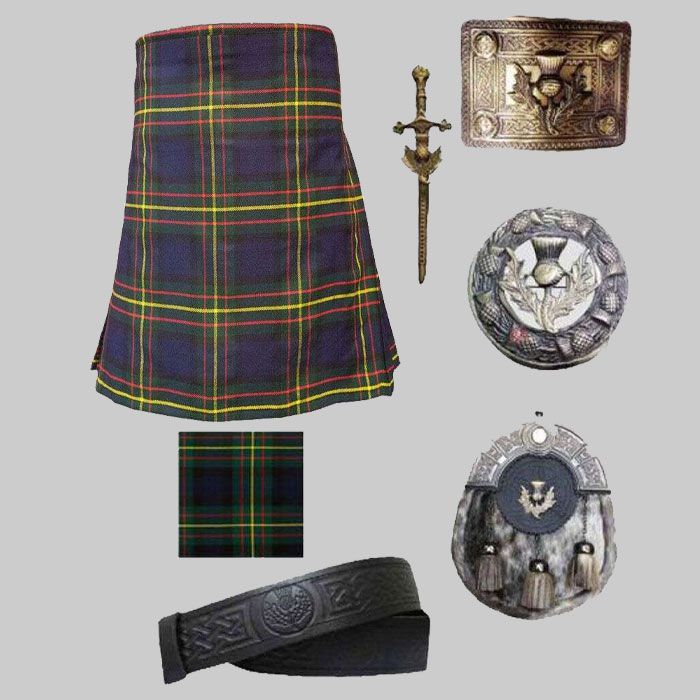 Maclaren Tartan Kilt With Antique Scottish Accessories for Men