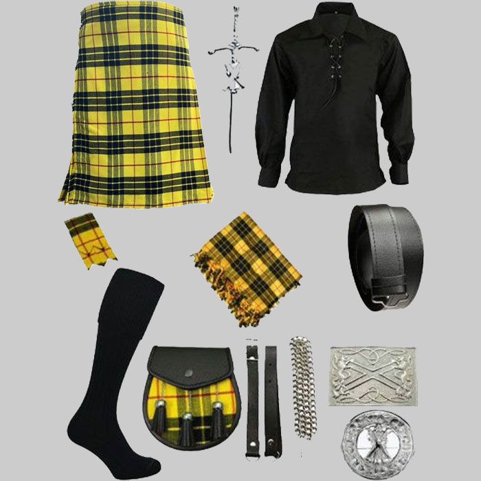 Macleod of Lewis Tartan Kilt & Black Shirt With Accessories Deal