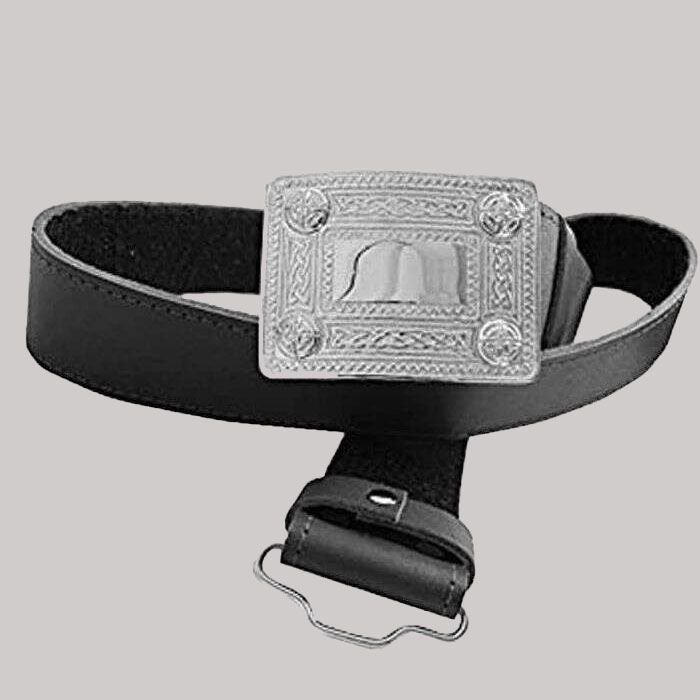 Plain Leather Belt With Silver Kilt Belt Buckle