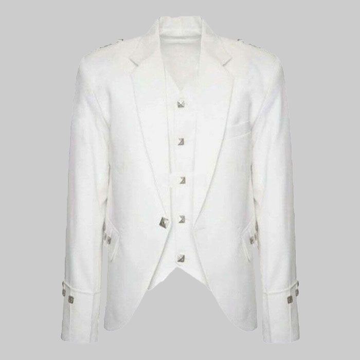 White Argyll Jacket and Vest Made to Measure for Men